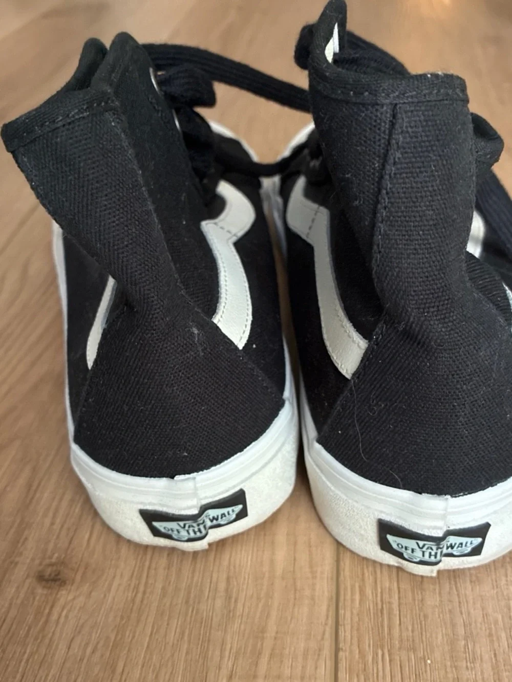 Vans Black Canvas High-Top Sneakers with White Side Stripe